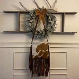 NWT Cowhide Crossbody Purse with Fringe